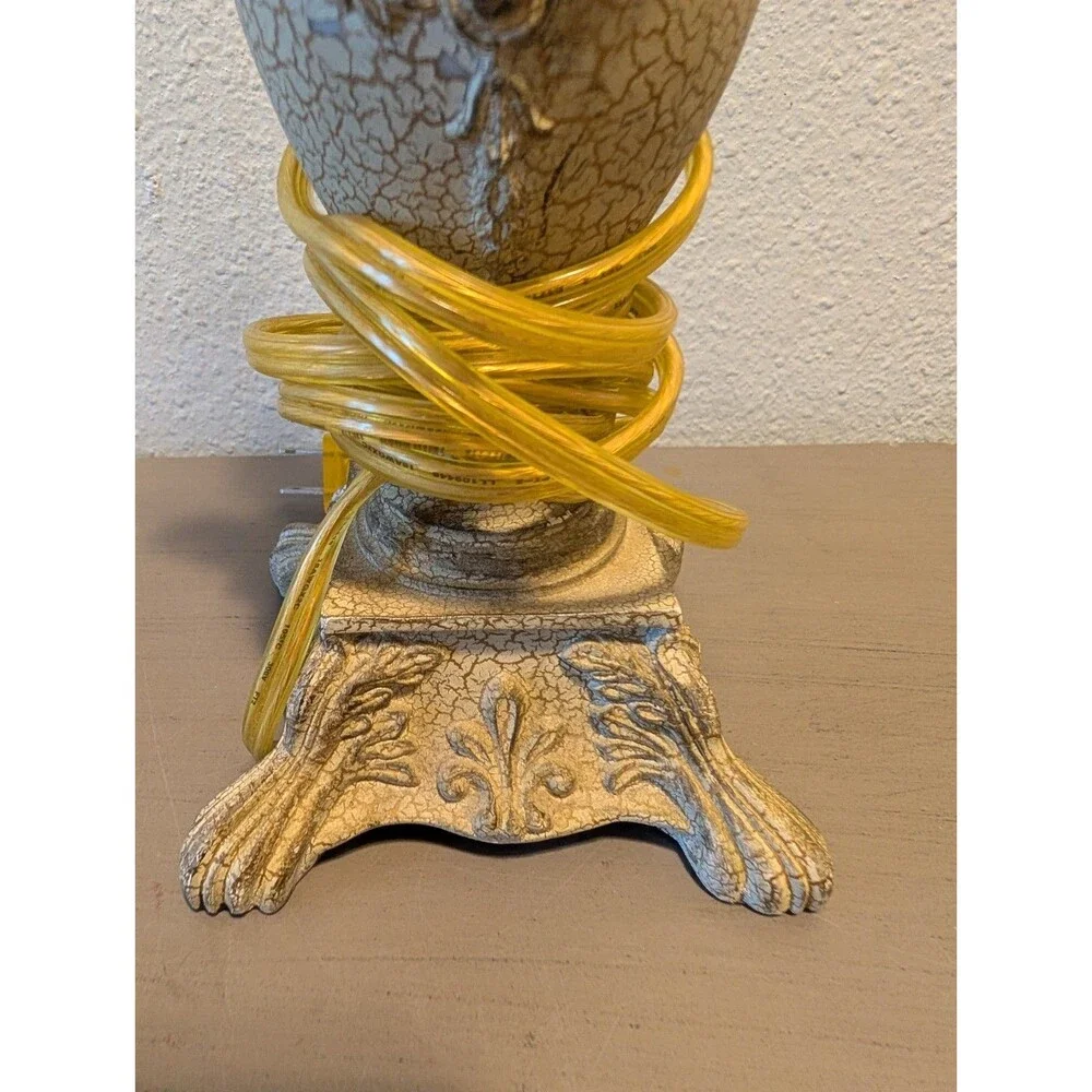 Berman Vintage Ornate Urn Table Lamp Crackle Glaze Resin 14